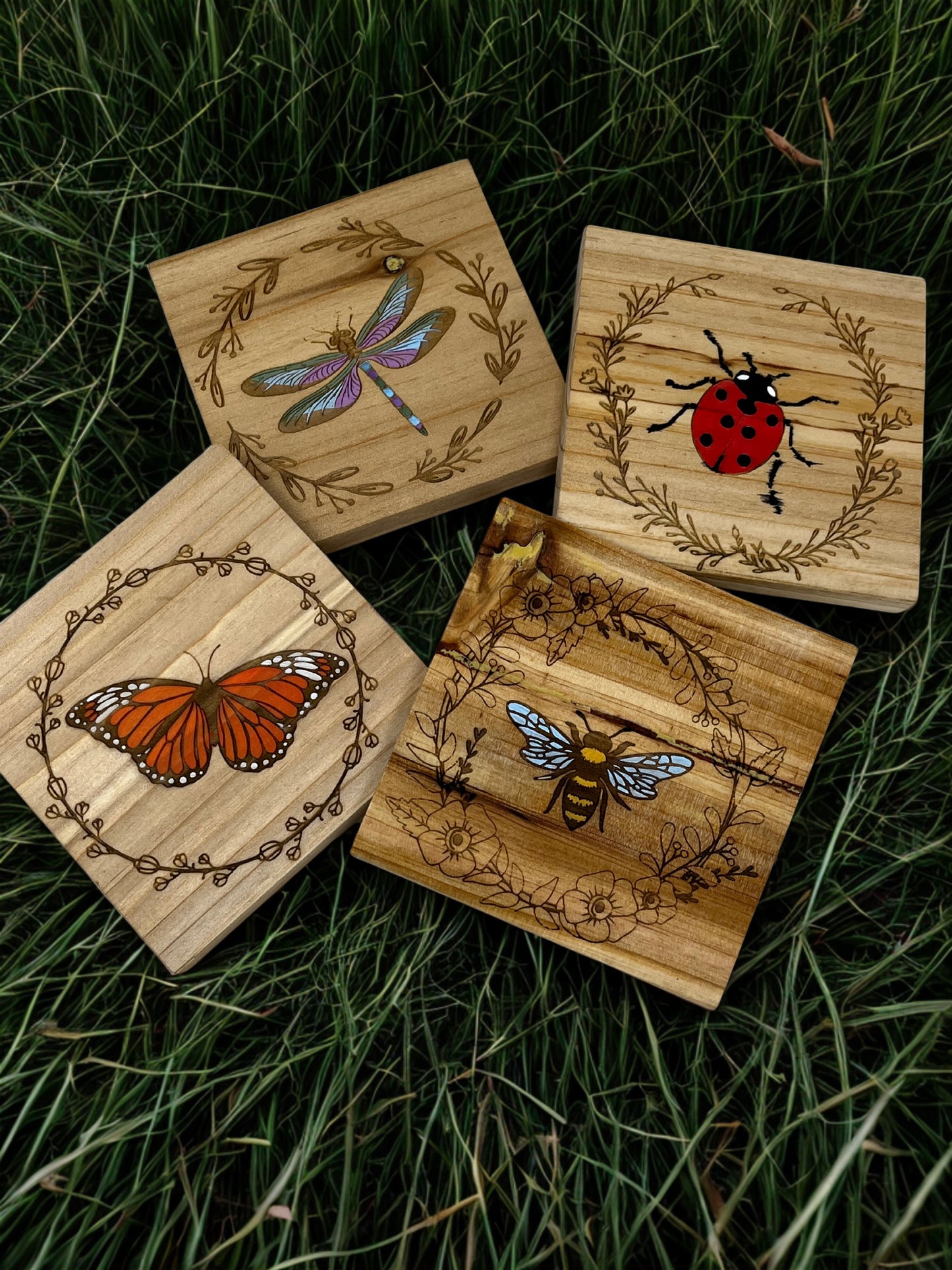Hand Painted Insect Themed Coasters